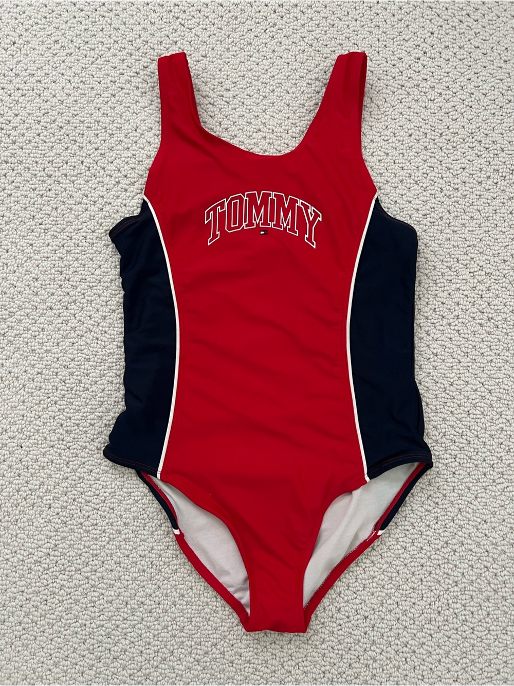 Tommy Hilfiger Red and Navy Girls One-Piece Swimsuit